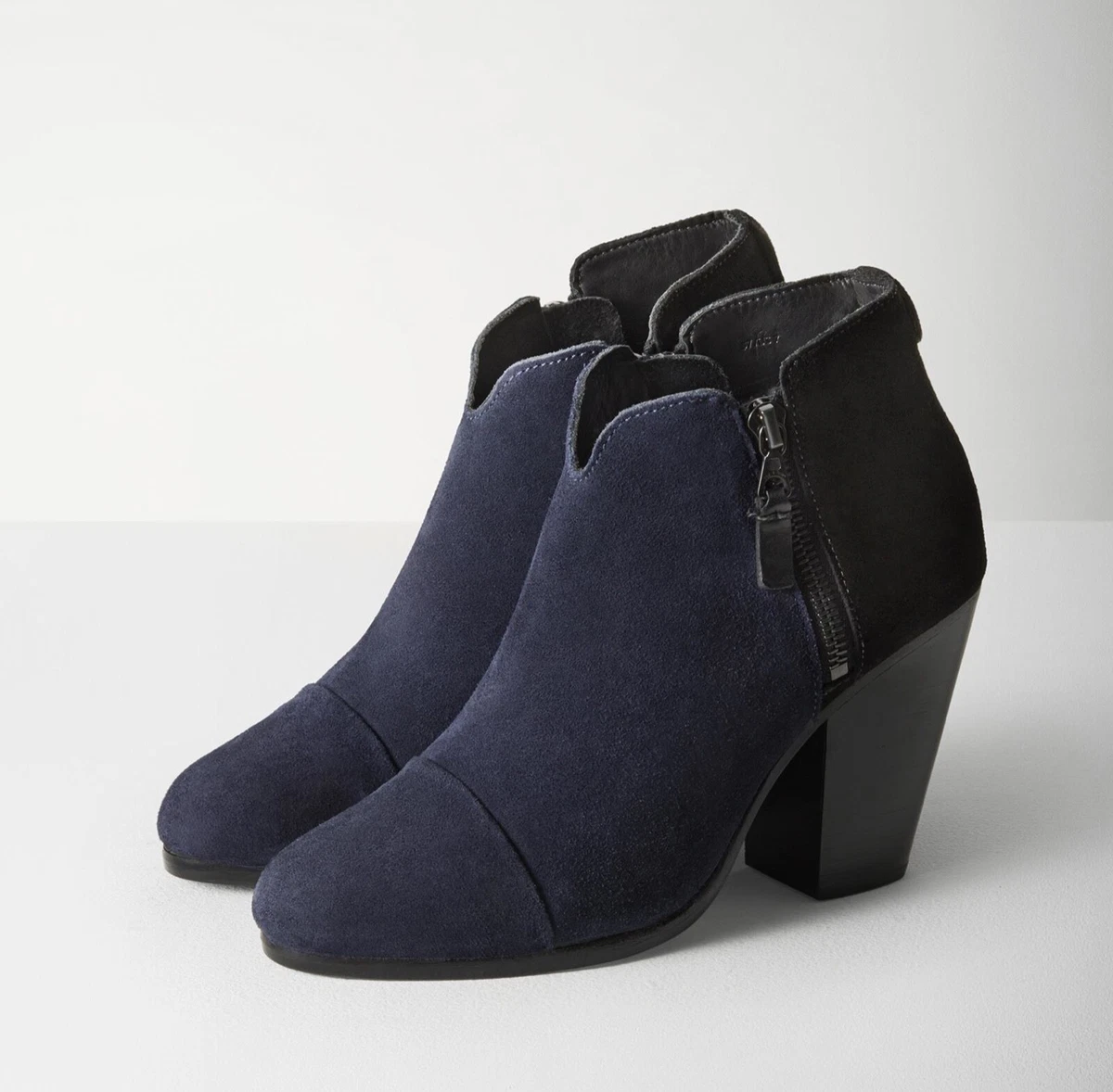 525 Rag Bone Margot Suede Ankle Boots Block Heel Booties Black Navy 35