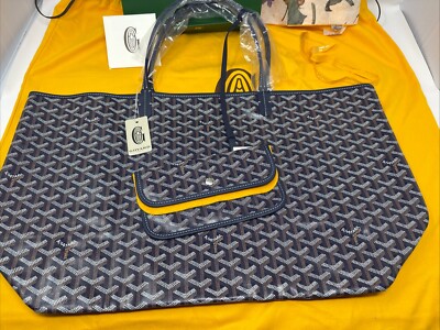 Authentic Goyard Saint Louis GM Navy Blue Full Set Pouch, Paperbag & Dustbag