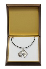 Kerry Blue Terrier - silver covered necklace with dog, in box, Art Dog USA