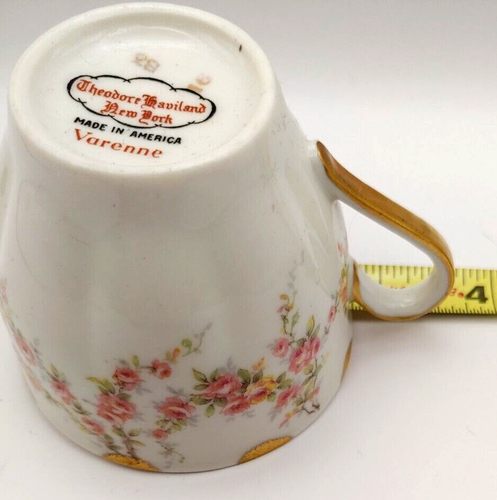 Taza de té Theodore Haviland New York Varenne Demitasse 3,5" borde dorado - Imagen 4 de 4