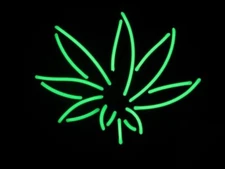 Pot Leaf Marijuana Weed 17"x14" Neon Sign Lamp Light Bar Club Wall With Dimmer