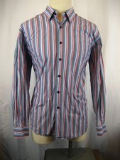 Men's Alan Flusser 100 Cotton LS Multi-Color Striped Dress Shirt sz XL