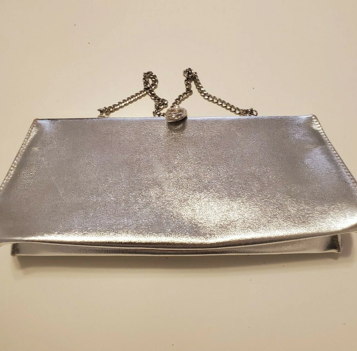 Silver metallic clutch best sale purse