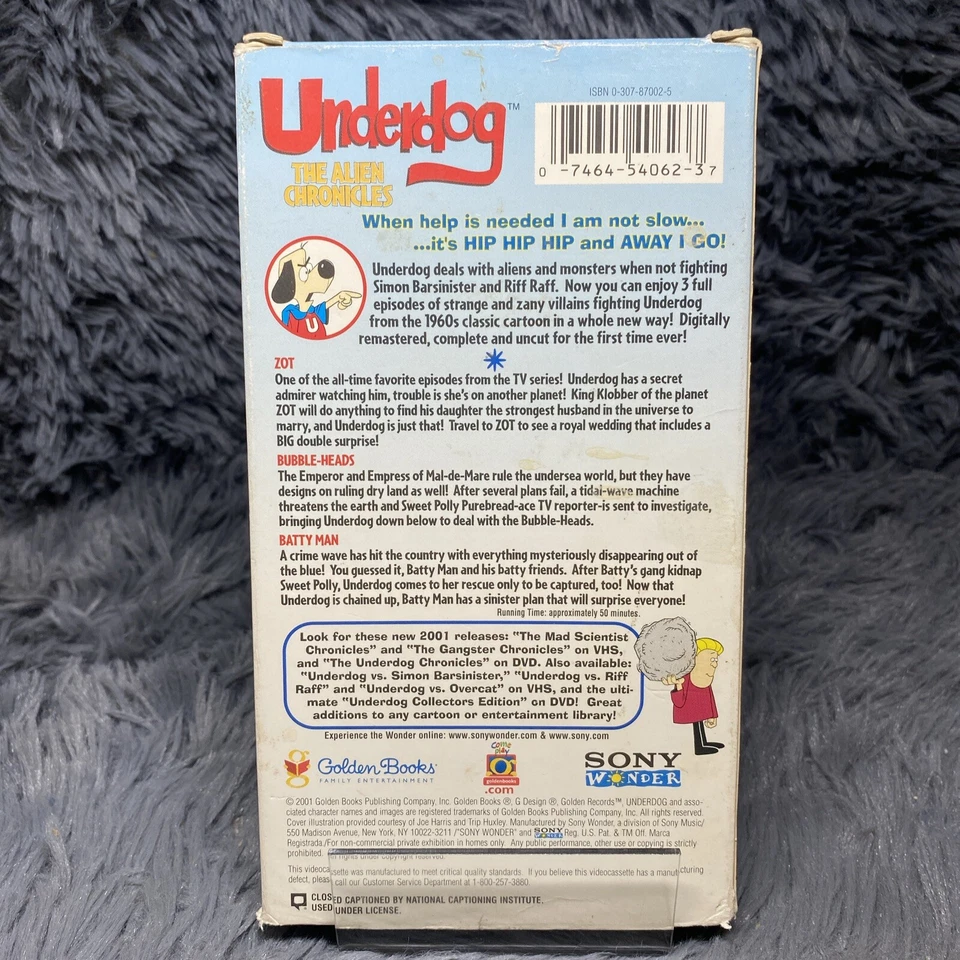 Underdog The Alien Chronicles VHS Tape 2001 Animated Sony Wonder 3 Episodes Show - Image 4 of 4