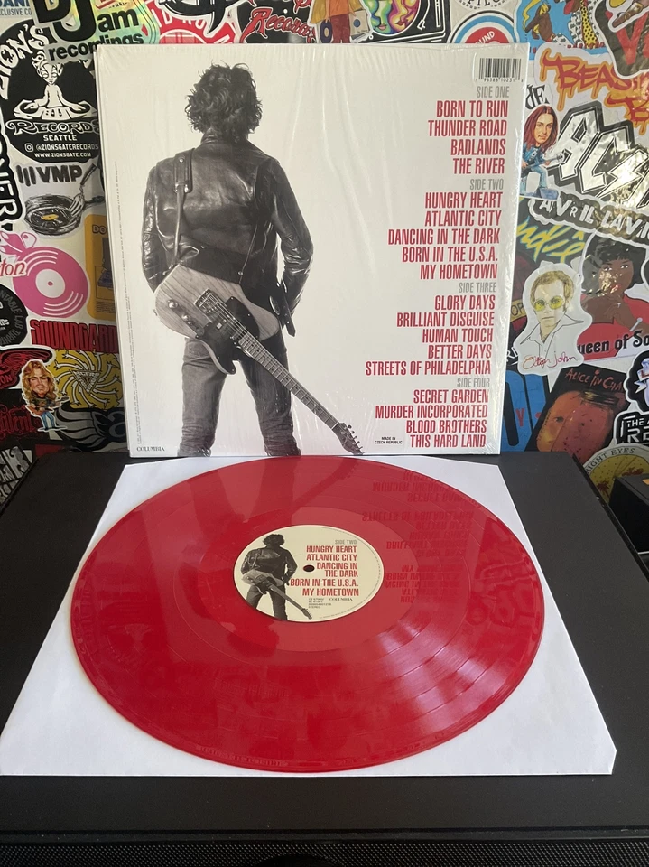 BRUCE SPRINGSTEEN Greatest Hits 2LP VG++ RUBY RED VINYL W/HYPE STICKER - Image 2 of 2