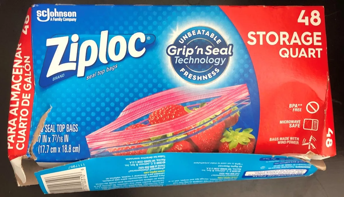 Ziploc Easy Open, Storage 1 Quart 48 Count Grip N Seal Technology Bags