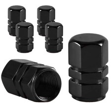 4x Black Aluminum Tire Valve Stem Cap Wheel Dust Cover Caps