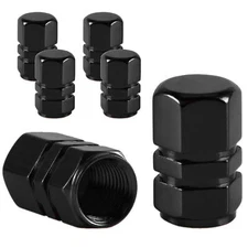 4x BLACK Aluminum Tire Valve Stem Cap / Wheel Dust Cover Caps