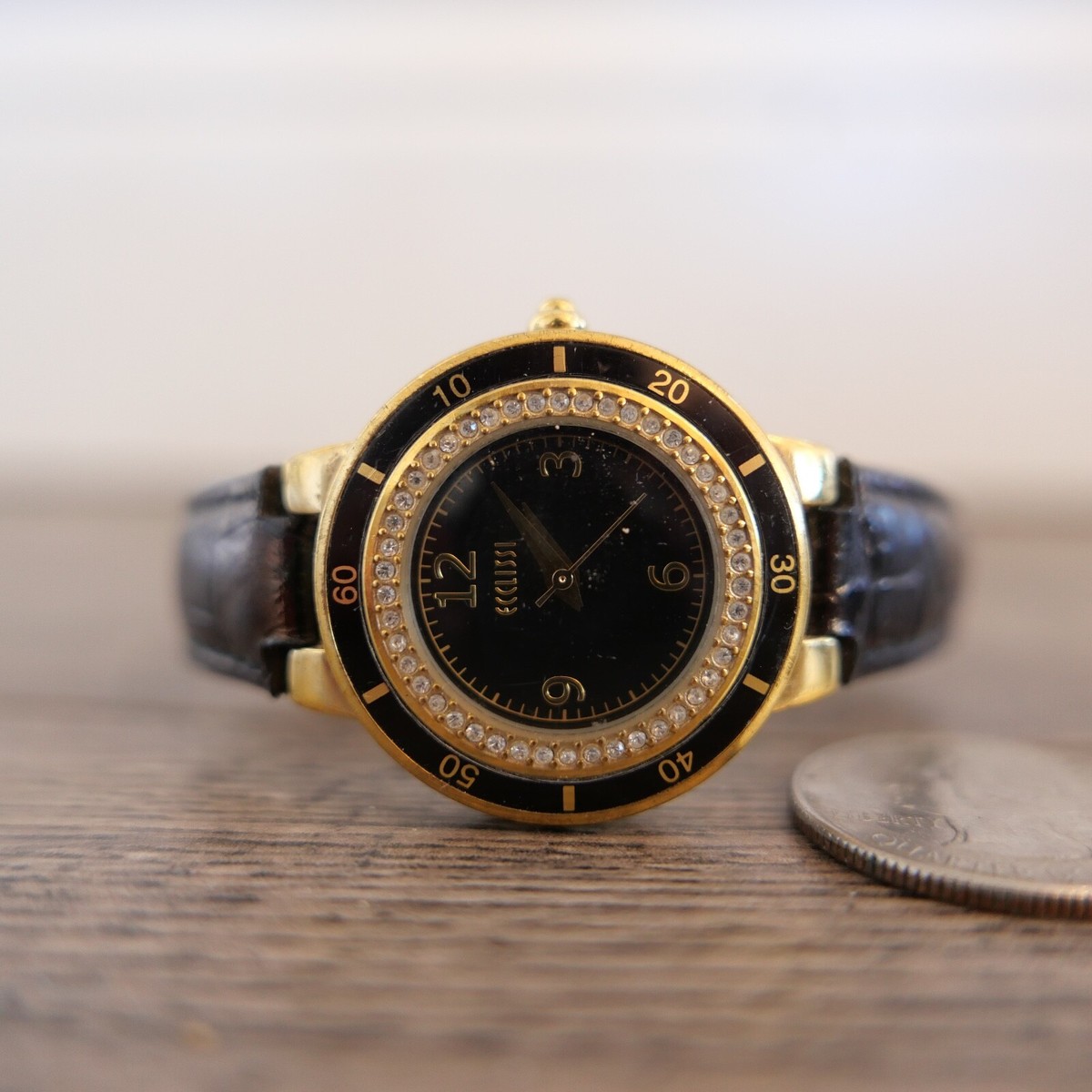 Ecclissi Watch Womens Gold Tone Round Dial Pave Bezel Dial  display picture 1