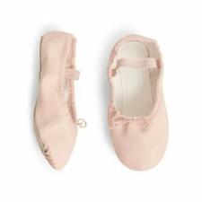 Justice Girls Ballet Shoes Dance Class Leather Sole Adjustable Strap Pink Sz 9