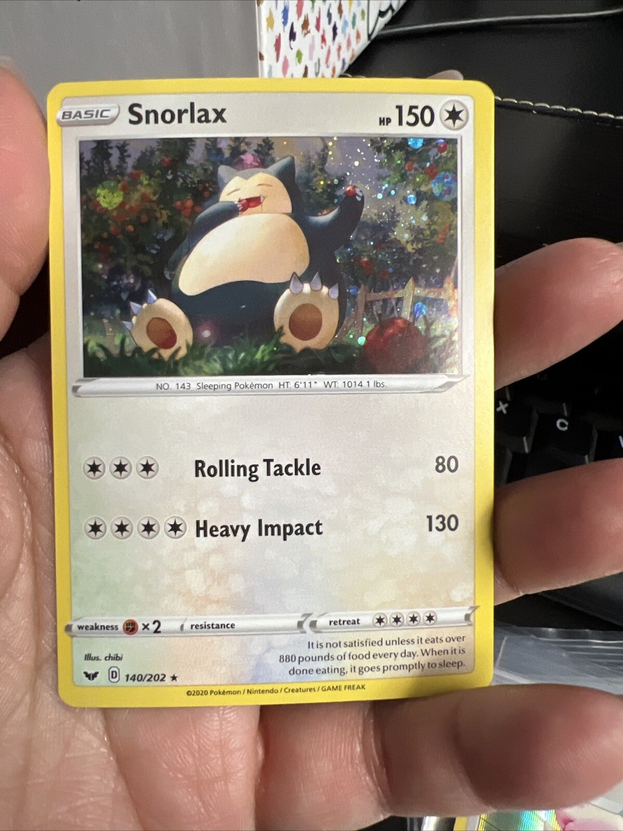 snorlax pokemon card 2020 Snorlax 140/202 Cosmo Holo Foil Sword & Shield Pokémon TCG 2020 Rare MINT