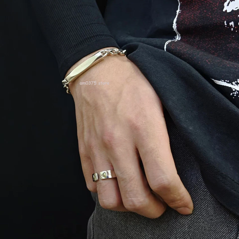 Real 925 Sterling Silver Bracelet Women Man 6mm Geometry Tube Cable Link Chain - Image 2 of 4