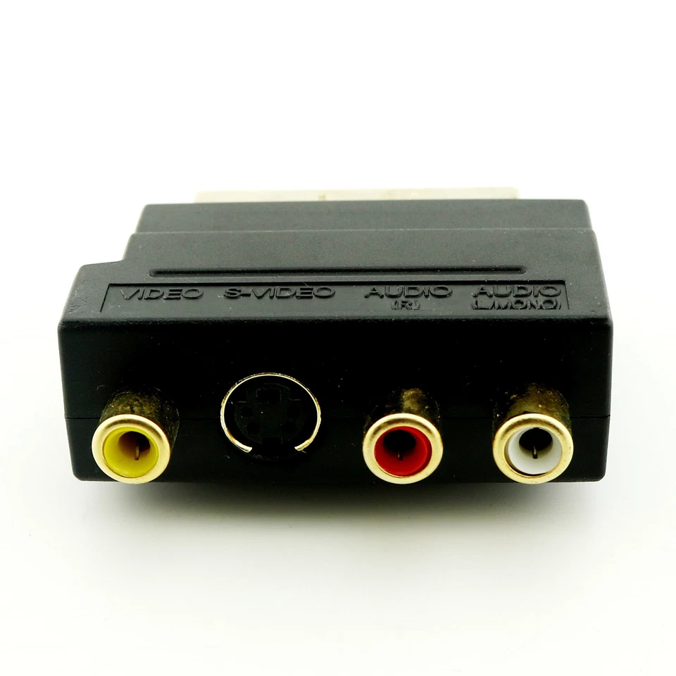 SCART Adaptor AV Block To 3 Phono Composite or S-Video With In/Out Switch Gold - Image 3 of 4