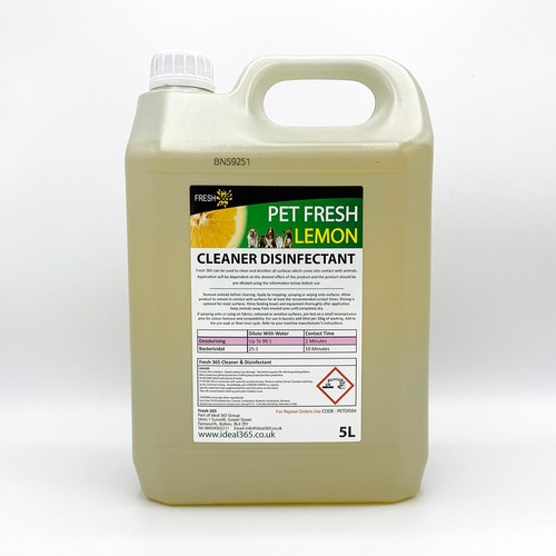 5L FRESH 365 Pet Disinfectant & Animal Kennel Odour Remover Dog Cat Pet