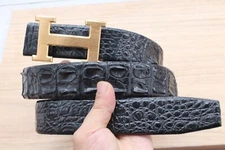 Black Genuine CROC Leather SKIN Men's Belt - W 1.5 inch