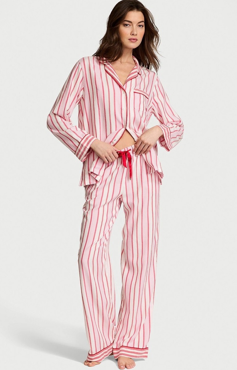 Victoria's Secret VICTORIA Red Pink CANDY CANE Holiday FLANNEL