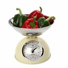 Dexam Cream Retro Kitchen Scales with a large bowl, stainless steel