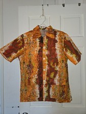1960  s/1970's Orange Tiki Print Cotton Two Piece Cabana Set with Sea Squire Orig