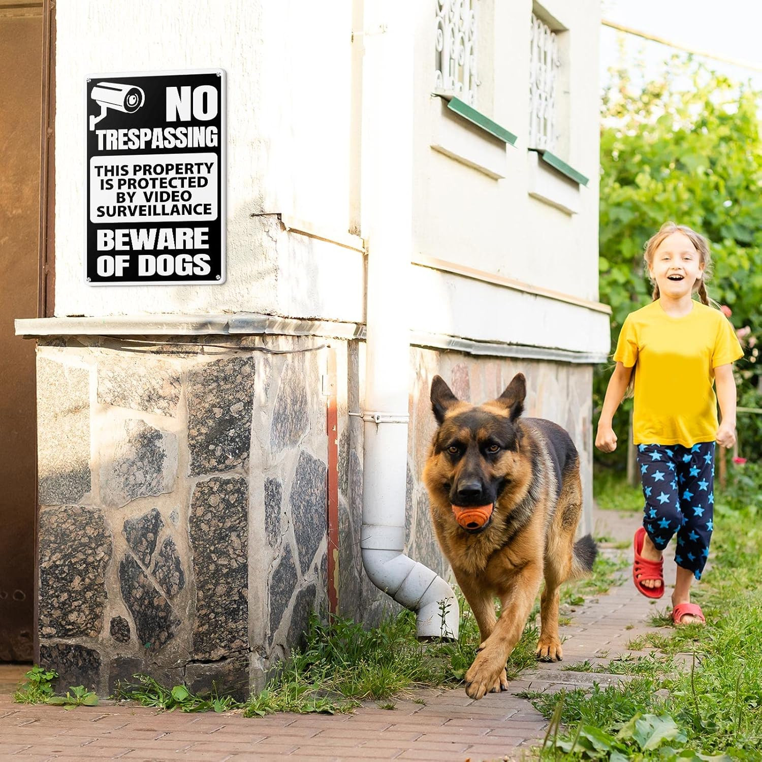 2 Pack Beware of Dog Sign for Fence 12 X 8 Inch No Trespassing Sign Warning Meta