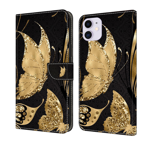 Flip Painted Card Wallet Stand Phone Case For iPhone 11 Pro Max XS XR 6 7 8 SE - Picture 21 of 29