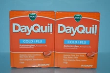 Lot Of 2 Vicks DayQuil Cold & Flu Relief, 24 Liquicaps Each, Exp. 01/2026