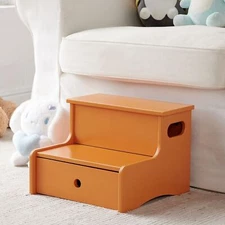 Kings Brand Furniture Toddler Step Stool for Kids with Storage, Honey Ginger