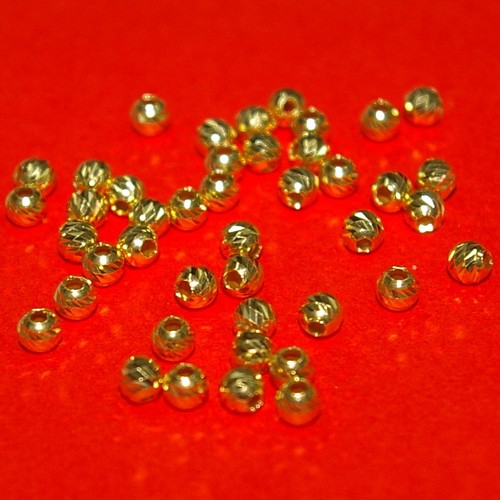 WHOLESALE LOTS 4mm Gold Plated over Sterling Silver 925 LASER CUT Round BEADS - Picture 4 of 18