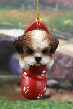 Ebros Lifelike Shih Tzu Puppy Dog in The Sock Small Hanging Ornament Figurine