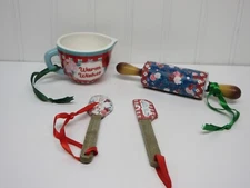 Pioneer Woman Holiday Christmas Ornament Kitchen Mixing Bowl Spatula Rolling Pin