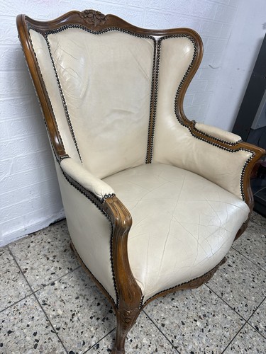 Chippendale Stuhl mit Armlehnen Leder Armlehnstuhl Barock-Art Barock Sessel - Bild 2 von 14