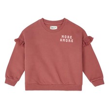 Piupiuchick Frill Shoulder Sweatshirt Pink Organic Cotton More Amore Pullover 4