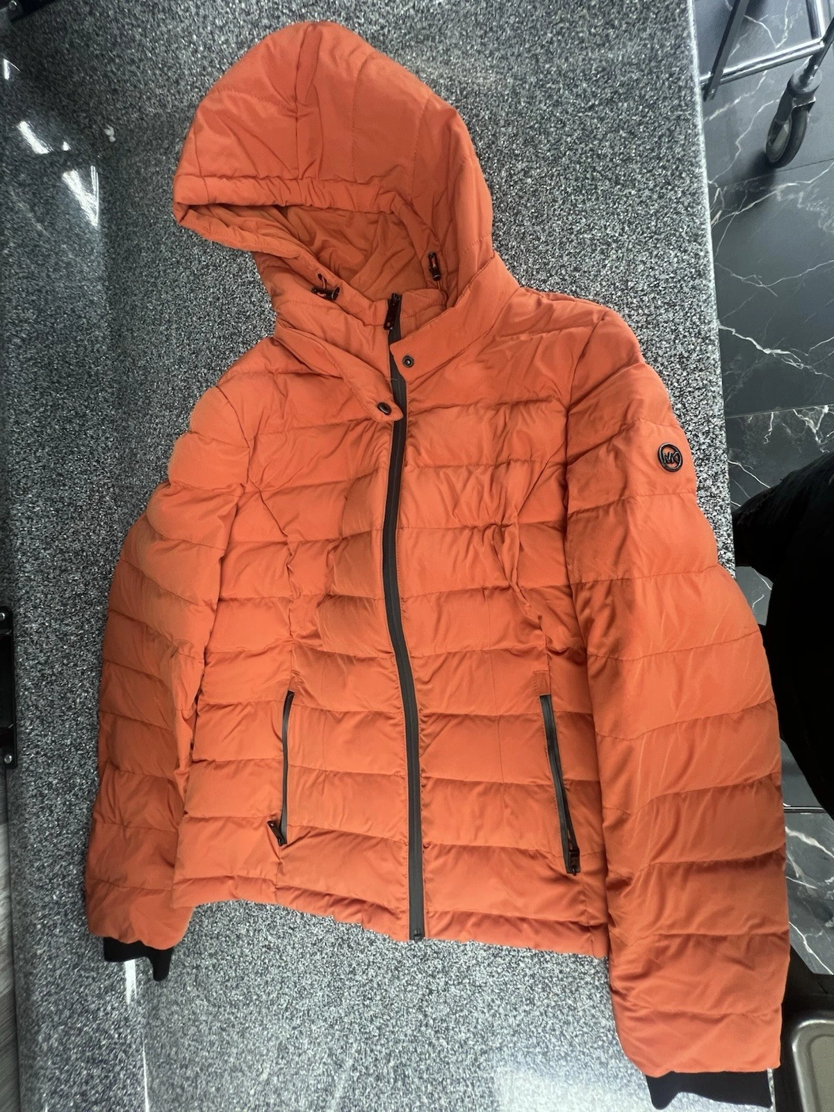 Michael Kors Women’s M Orange Quilted Down Puffer Coat