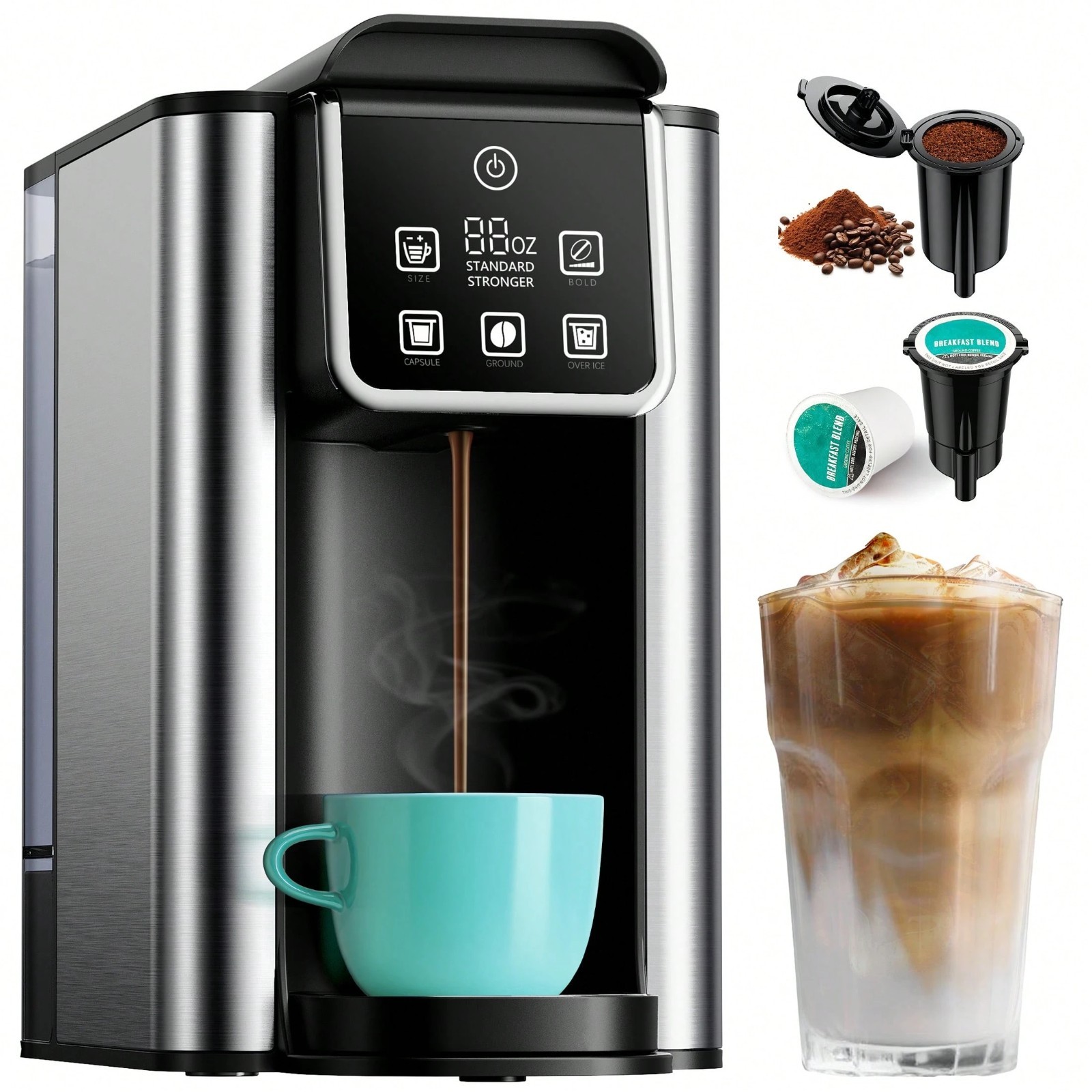 Hot & Iced For Ground Coffee 50oz Large Tank 6-14oz