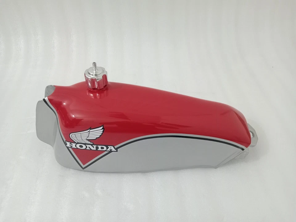 Honda TL250 TL 250 Trials 1975-76 rojo y plata acero combustible gasolina tanque + tapa Foto 3 de 4
