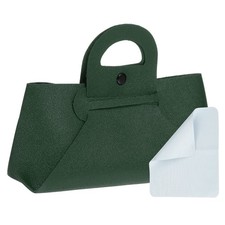 Glasses Bag with Handle, Leather Sunglasses Case with Cleaning Cloth Green