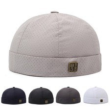 Men Mesh Breathable Hat Adjustable Summer Casual Outdoor Brimless Cap