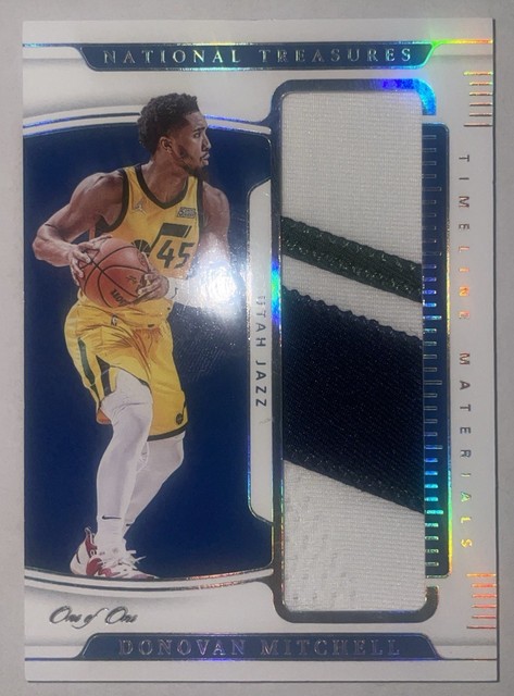 1/1 2021-22 Donovan Mitchell National Treasure Game Worn Jersey Patch #TM-DML!