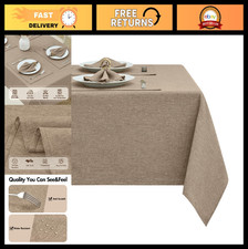 60x104 Rectangular Linen Tablecloth - Waterproof, Stain-Resistant, Farmhouse Sty