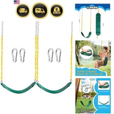 2 Pack Green Swing Seats Heavy Duty with 66" Chain, Swing Set Accessories Rep...