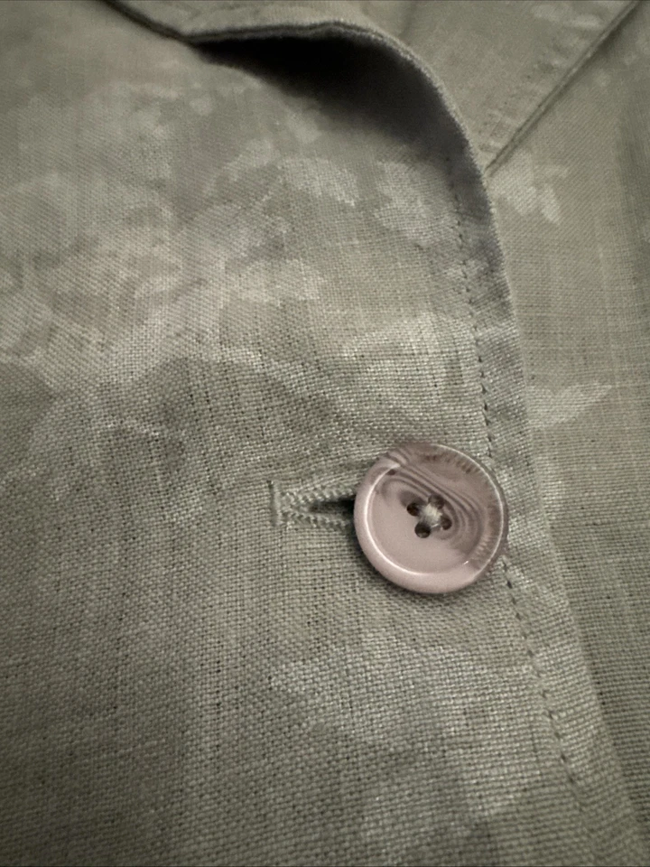 Chaqueta Plumero PERUVIAN CONNECTION 100% Lino Largo Medio Floral Usada en Excelente Condición Talla US 4 Foto 3 de 4