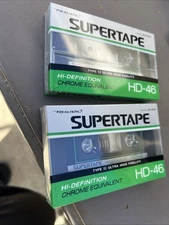 2x Vintage Realistic Supertape HD-46 High Position Type II Blank Audio Cassette