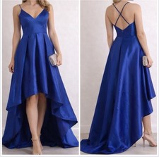 NWT Eliza J V-Neck Sleeveless High-Low Gown in Cobalt Blue size 12