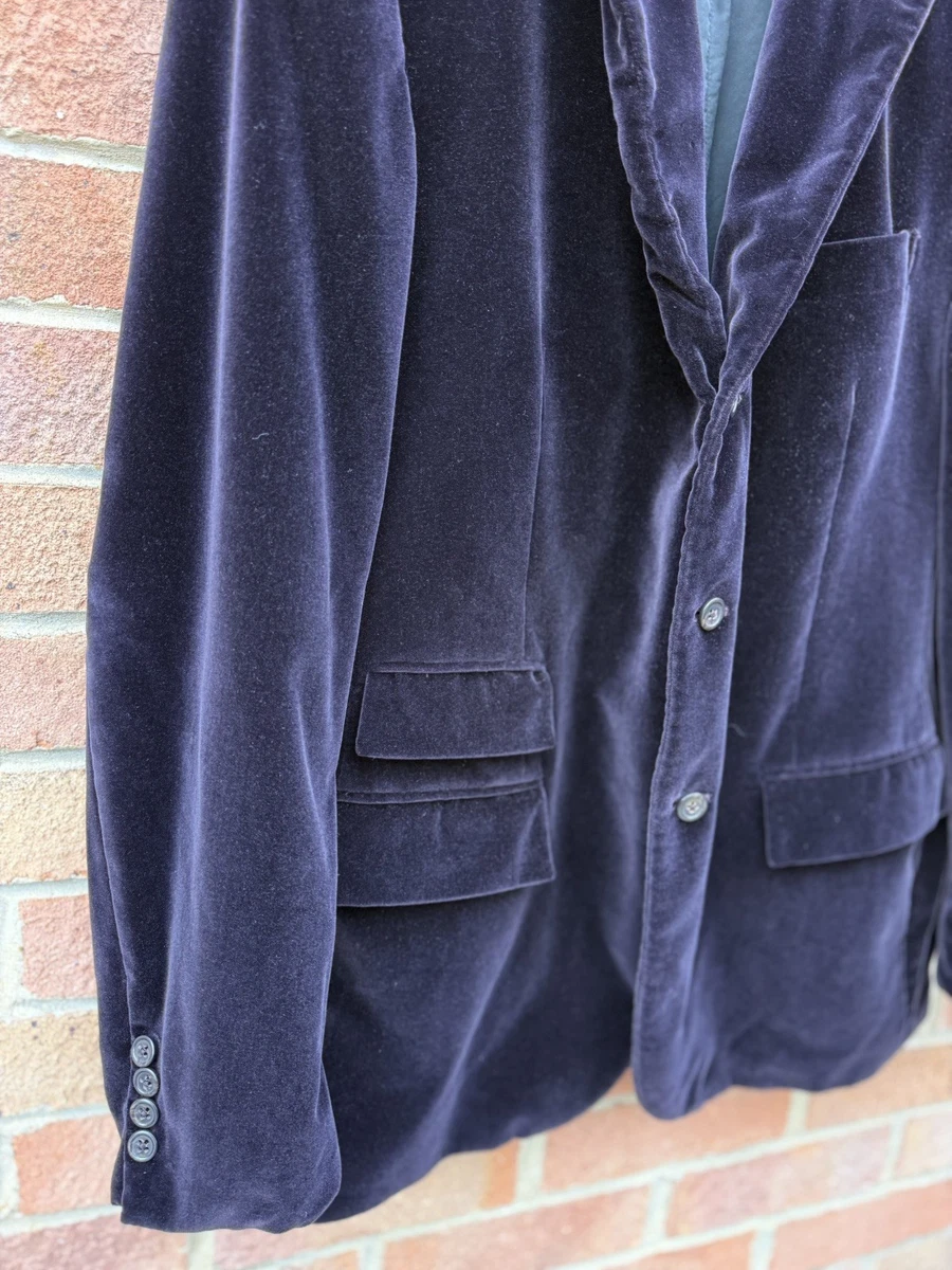 Vintage 90s Polo Ralph Lauren Purple Velvet 3 Button Blazer 46R Made in Italy