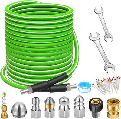 Sewer Jetter Kit 100 FT for Pressure Washer, 5800 PSI Drain Cleaner Hose 1/4 Inc