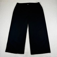 Eileen Fisher Black Wide Leg Cropped Pants Side Zip Stretch Cotton Size Medium