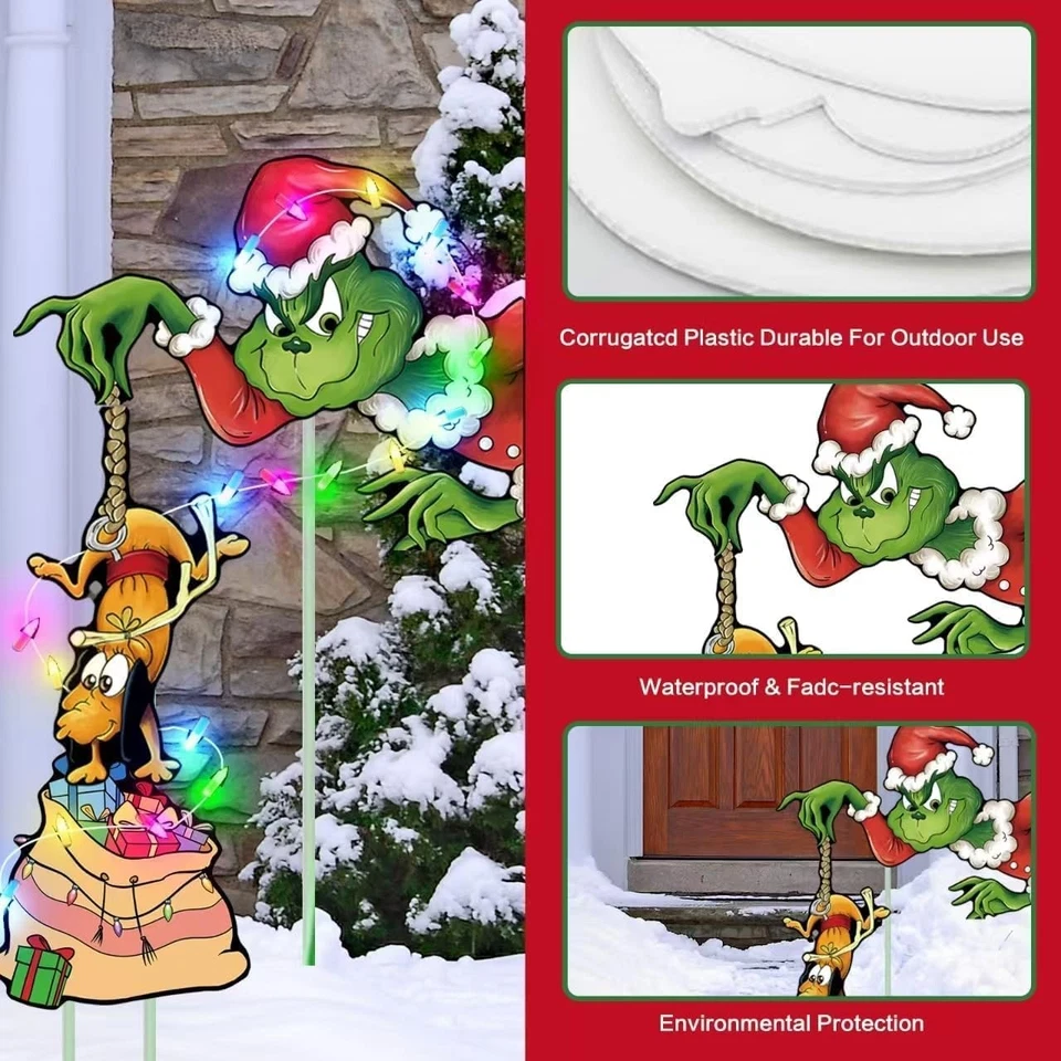 Christmas Fence Decorations Outdoor - 3Pcs Light up Christmas Yard Decorations - Image 3 of 4