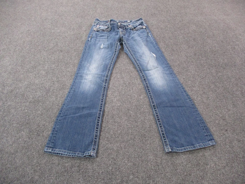 Pantalones de mezclilla Miss Me para mujer 28 pedrería corte bota bordados Y2K Preppy Peace Foto 4 de 4