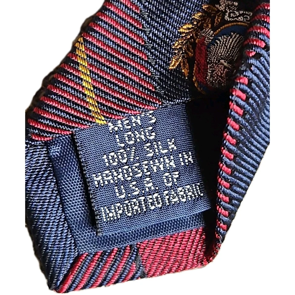 Corbata de cuello Lands End larga 100 % seda Santa Navidad para hombre azul rojo a cuadros EE. UU. 4x63" Foto 2 de 4