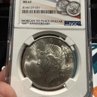 1924 MS62 MS 62 Peace Silver Dollar NGC Flag 2021 100th Ann Label *0221