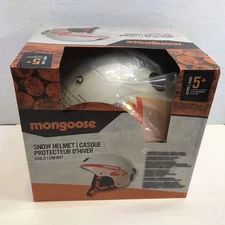 Mongoose Child 5+ Protective Snow Helmet White W/orange Graphics